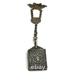 Carnet de bal en argent sterling ancien avec chatelaine