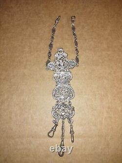 Chatelaine en argent anglais victorien orné (68 grammes)