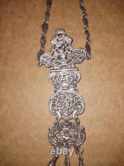 Chatelaine en argent anglais victorien orné (68 grammes)