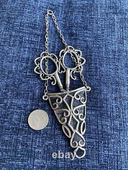 Ciseaux de chatelaine en argent sterling victorien antique