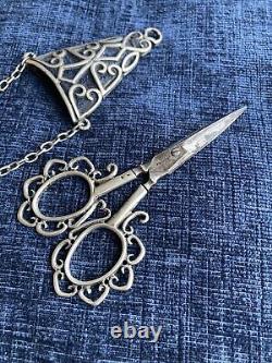 Ciseaux de chatelaine en argent sterling victorien antique