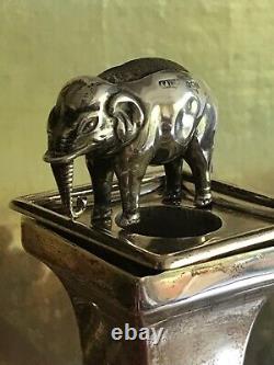Coussin à épingles en argent massif en forme d'éléphant, pièce d'antiquité. Birm 1906 Adie Lovekin