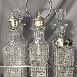 Ensemble de six flacons à vinaigrette en verre taillé et argent massif de l'époque victorienne de 1892