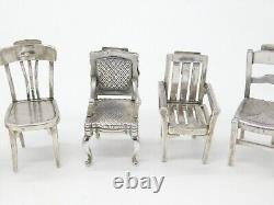 Ensemble victorien de six porte-menus en argent plaqué de forme mixte de chaises vers 1900