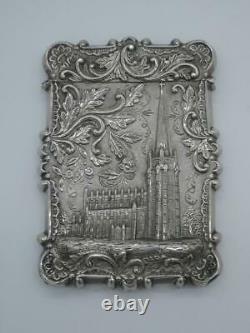 Exquise Victorian Sterling Silver Card Case Trinity Church New York C1855