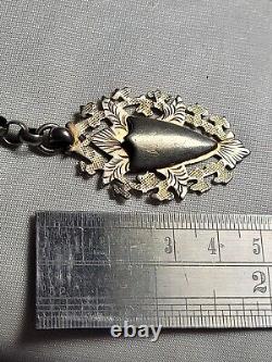 Fabuleux Antique Victorian Nickel Fancy Links Pocket Watch Albert Chain