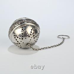 Fine Antique Reed & Barton Victorian Sterling Silver Tea Ball Ou Infuser Sl