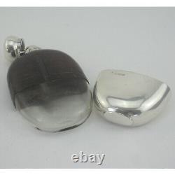 Flacon de hanche ovale en argent sterling victorien antique