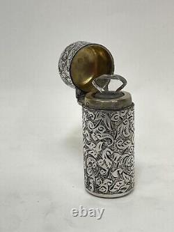 Flacon de parfum en argent massif de l'époque victorienne Antique, Sampson Mordan, Londres 1893.