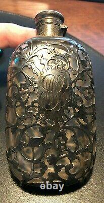Gorham Antique Flask Sterling Silver 3/8 Pt Art Nouveau Victorian Filigree