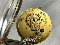 Grande Victorian Sterling Silver Fusee Working Pocket Watch Chester 1896