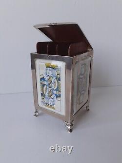 Hallmarked 1899 Silver Levi & Salaman Tripple Jouer Carte Box Manque De Prise