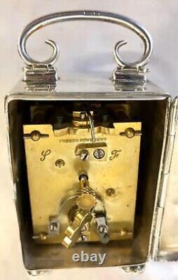 Horloge de voyage victorienne en argent sterling anglais antique BIRMINGHAM 1900