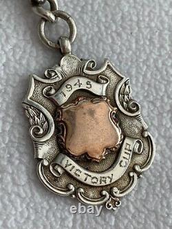 Lourde Antique Victorian 1900 Argent Albert Montre De Poche Chaîne & Fob Médaille