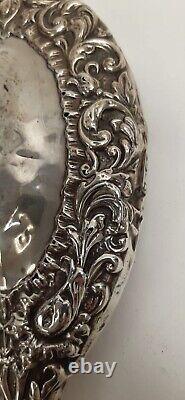 Miroir de poche en argent sterling victorien antique de 1899 par Synyer & Beddoes