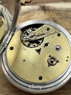 Montre de poche antique à fusée, en argent massif, de l'époque victorienne, avec chronographe et trotteuse centrale.