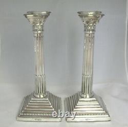 Pair Superb Solide Silver Corinthian Column 11 3/4 Candlesticks 2215g Lon 1964