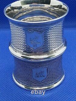 Paire Antique Victorienne Sterling Silver Hallmarked 1857 Napkin Rings, John Evans