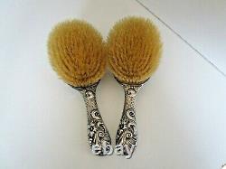 Paire Victorian Crested Silver Hair Brushes, Londres 1893