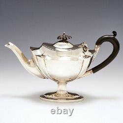 Pedestal Pied Sterling Silver Teapot Londres 1898
