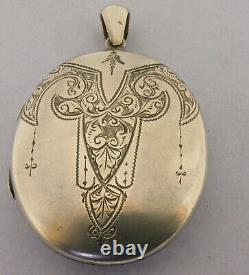 Pendentif médaillon ovale en argent massif victorien Bir 1880