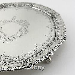 Plateau en argent sterling victorien attrayant