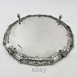 Plateau en argent sterling victorien attrayant