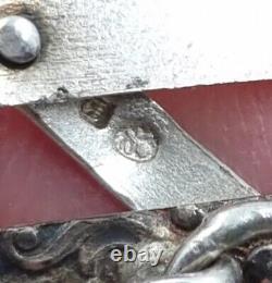 Pochette à monnaie de chatelaine victorienne antique en argent 835 avec dessus en grille à soufflet