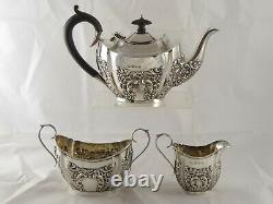 Pretty Antique Victorian Solid Sterling Silver Tea Set 1896 466 G
