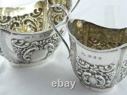 Pretty Antique Victorian Solid Sterling Silver Tea Set 1896 466 G