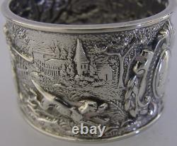 Rare Anglais Chester Sterling Silver Nappkin Ring 1894 Antique Fox Hunting