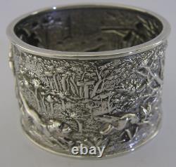 Rare Anglais Chester Sterling Silver Nappkin Ring 1894 Antique Fox Hunting
