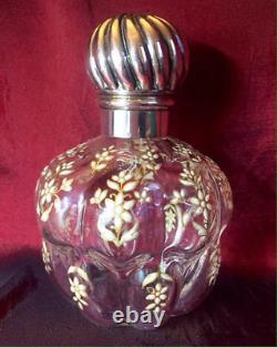 Rare Antique Sampson Mordan Londres Vermeil Verre Émail Bouteille De Parfum De Parfum