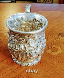 Rare S Kirk Son Co Repousse Sterling Silver Baby Mug! 3,5 H! 150 Grammes
