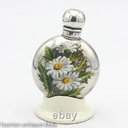 Rare Sampson Mordan Massif En Argent Massif Émaillé Fleur De Maisy Parfum De Flacon 1890