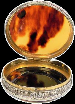 Rare Stunning Allemand Victorian Solid Silver And Faux Tortoiseshell Snuff Box