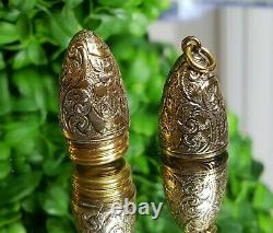 Rare Superbe Victorian Gilt Floral & Scroll Chatelaine Oval Scent Bottle 1881