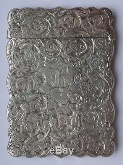 Silver Card Case Victorienne B'ham 1892 10cm X 7cm 73g Fabricant Thomas Hayes