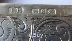 Silver Card Case Victorienne B'ham 1892 10cm X 7cm 73g Fabricant Thomas Hayes