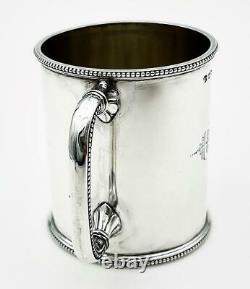 Silver De Sterling Victorien Gravé 1/3 Mug Christening Pint / Cup Sheffield 1876