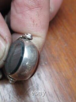 Silver Victorian Pocket Watch Chain Avec Swivel Bloodstone 1894 Liens Inhabituels