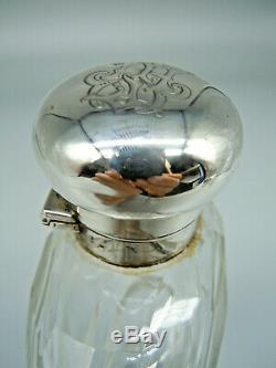 Smart Antique Victorian En Argent Massif Et Verre Flasque 1899