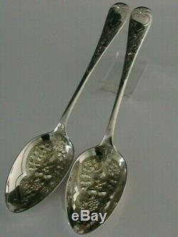 Stunning Ensemble De Sterling Argent Victorienne Portion Berry Spoons 1885 Antique 118g