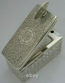Superb Rare Victorian Sterling Silver Transvelling Inkwell 1874 Antique 124g