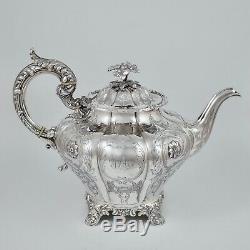 Superbe Antique Victorienne En Argent Sterling Teapot Newcastle 1843