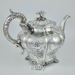 Superbe Antique Victorienne En Argent Sterling Teapot Newcastle 1843