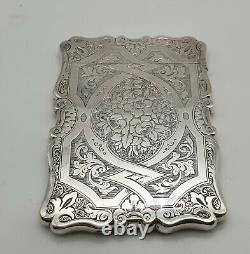 Superbe Cased Antique Solide Sterling Silver Card Case Birmingham 1865