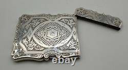 Superbe Cased Antique Solide Sterling Silver Card Case Birmingham 1865