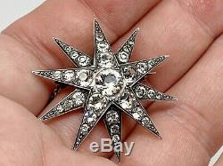 Superbe Rare Victorienne Antique 900 Argent Massif Diamant Pate Starburst Broche