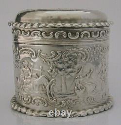 Superbe Solide Sterling Silver Box Small Tea Caddy Canister 1894 Antique